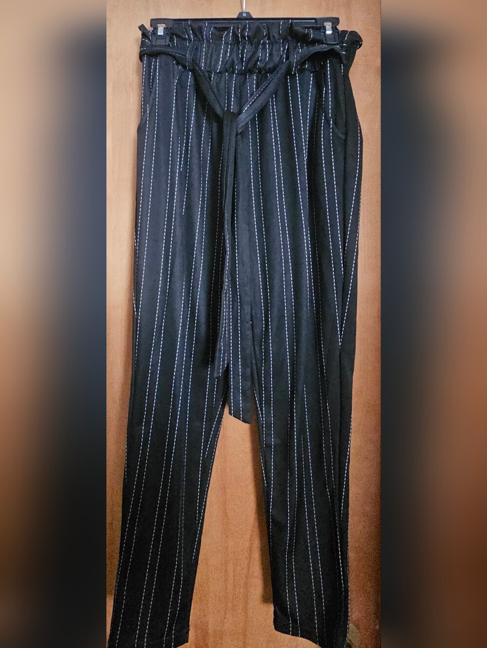 Black Pinstripe Womens Pants - Classic Tailored Style